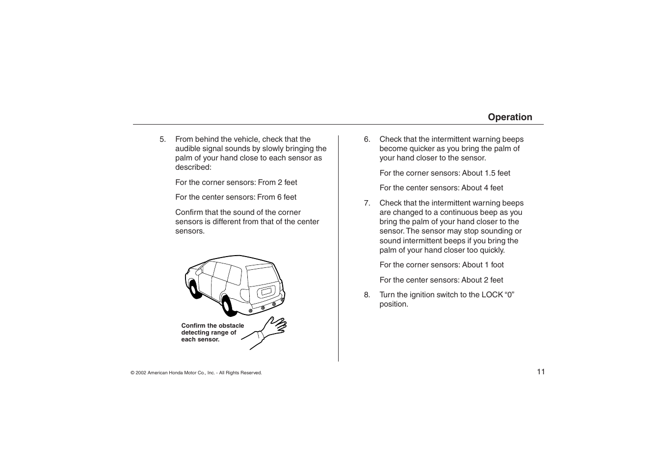 HONDA Backup Sensors 08V67-S9V-1000-81 User Manual | Page 11 / 16