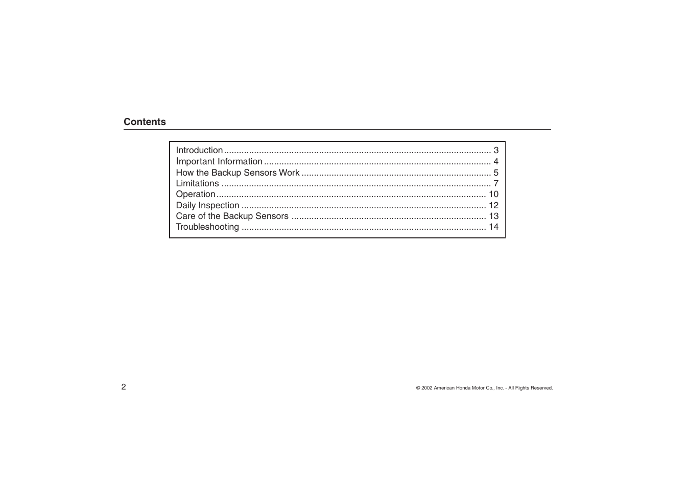 HONDA Backup Sensors 08V67-S9V-1000-81 User Manual | Page 2 / 16