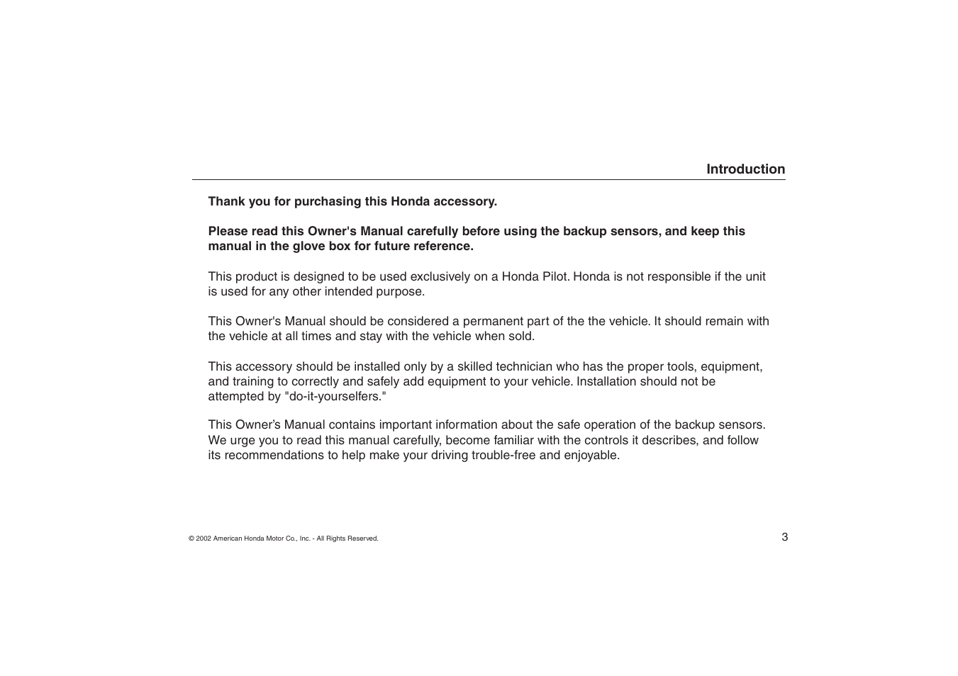 HONDA Backup Sensors 08V67-S9V-1000-81 User Manual | Page 3 / 16