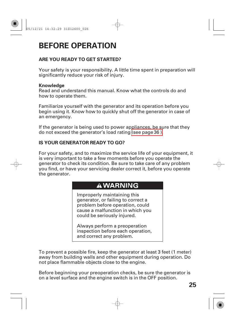 Before operation, Are you ready to get started, Is your generator ready to go | HONDA EB7000i User Manual | Page 27 / 92