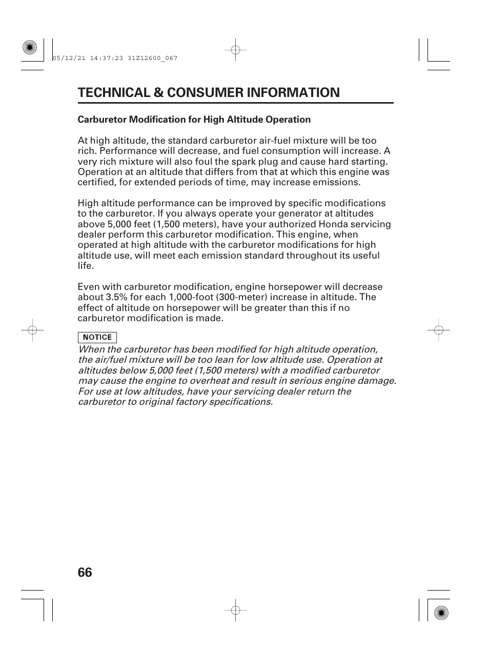 66 technical & consumer information | HONDA EB7000i User Manual | Page 68 / 92