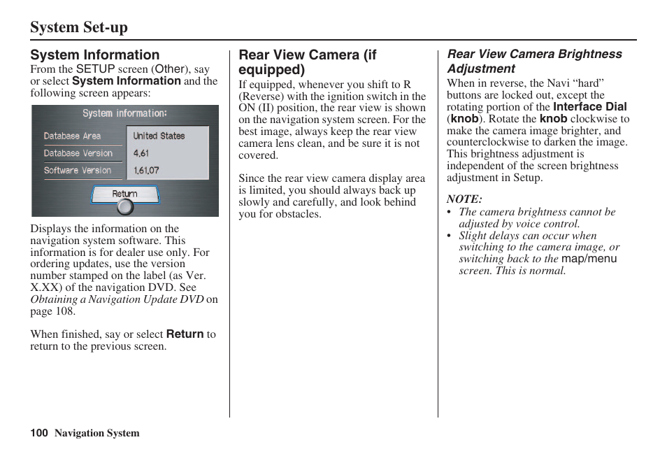 System set-up | HONDA 2008 Accord 00X31 TA5 8000 User Manual | Page 101 / 149