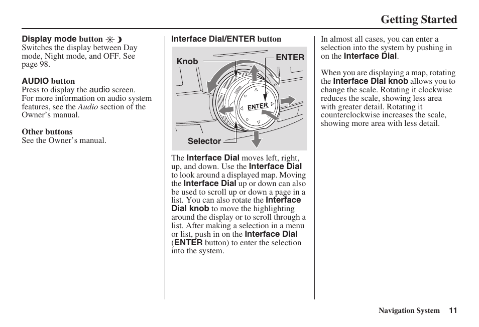 Getting started | HONDA 2008 Accord 00X31 TA5 8000 User Manual | Page 12 / 149