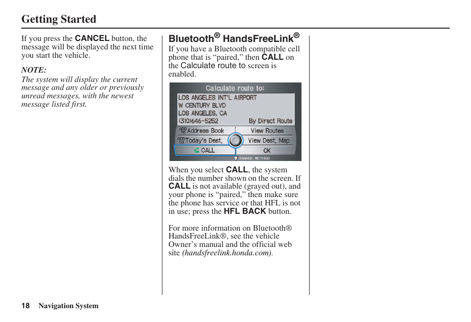 Getting started | HONDA 2008 Accord 00X31 TA5 8000 User Manual | Page 19 / 149