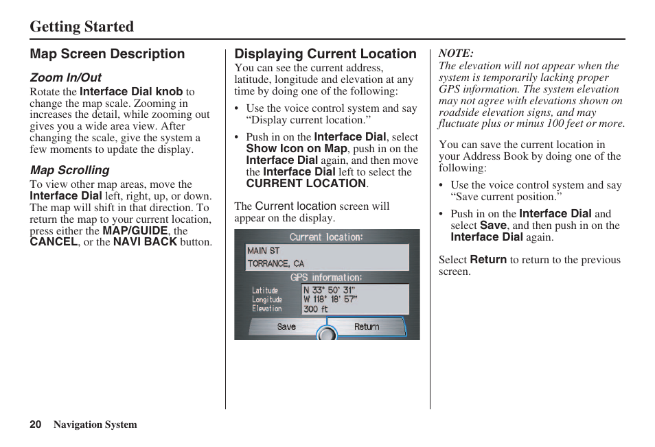 Getting started | HONDA 2008 Accord 00X31 TA5 8000 User Manual | Page 21 / 149