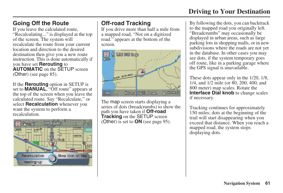 Driving to your destination | HONDA 2008 Accord 00X31 TA5 8000 User Manual | Page 62 / 149