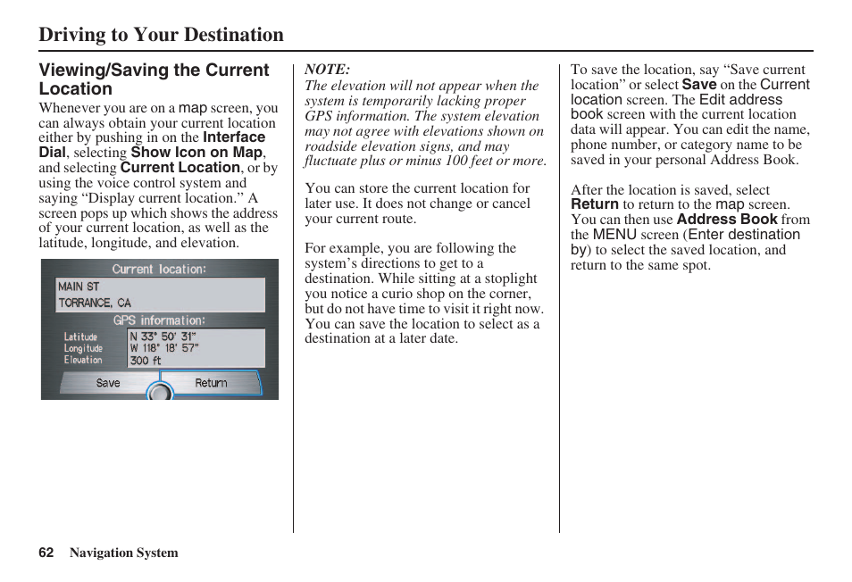 Driving to your destination | HONDA 2008 Accord 00X31 TA5 8000 User Manual | Page 63 / 149