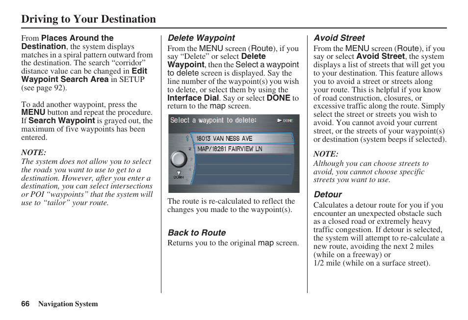 Driving to your destination | HONDA 2008 Accord 00X31 TA5 8000 User Manual | Page 67 / 149