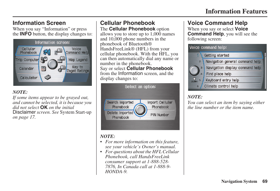 Information features | HONDA 2008 Accord 00X31 TA5 8000 User Manual | Page 70 / 149