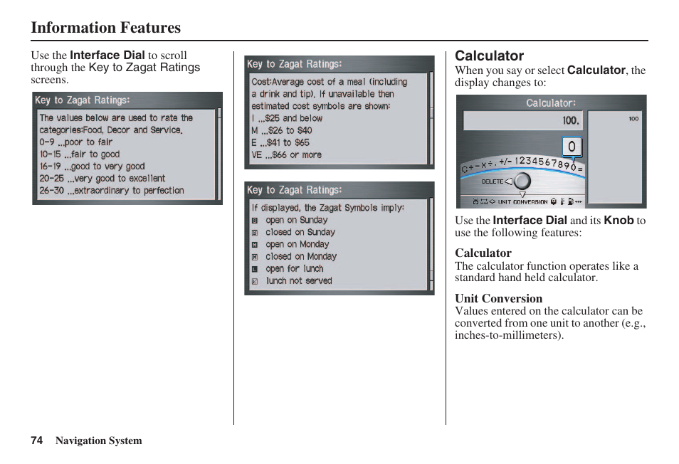 Information features | HONDA 2008 Accord 00X31 TA5 8000 User Manual | Page 75 / 149