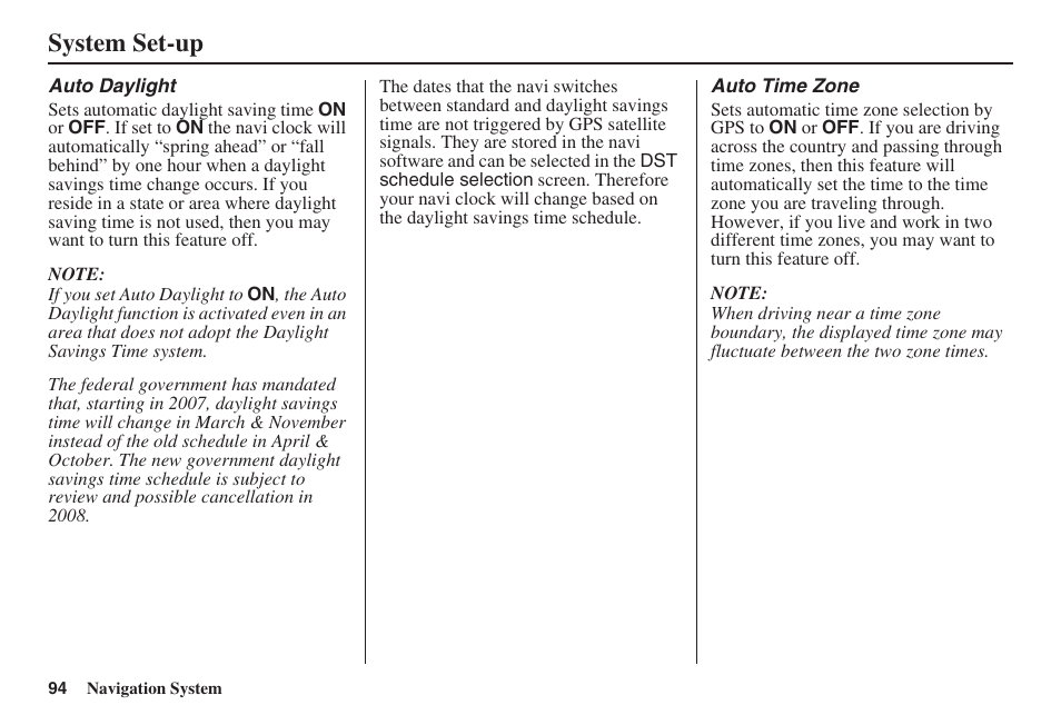 System set-up | HONDA 2008 Accord 00X31 TA5 8000 User Manual | Page 95 / 149