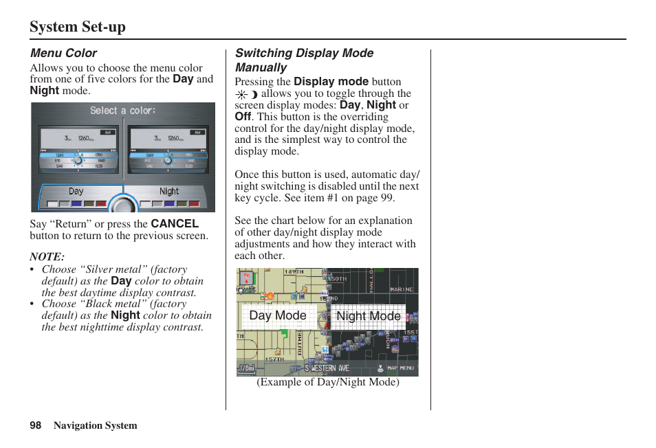 System set-up | HONDA 2008 Accord 00X31 TA5 8000 User Manual | Page 99 / 149