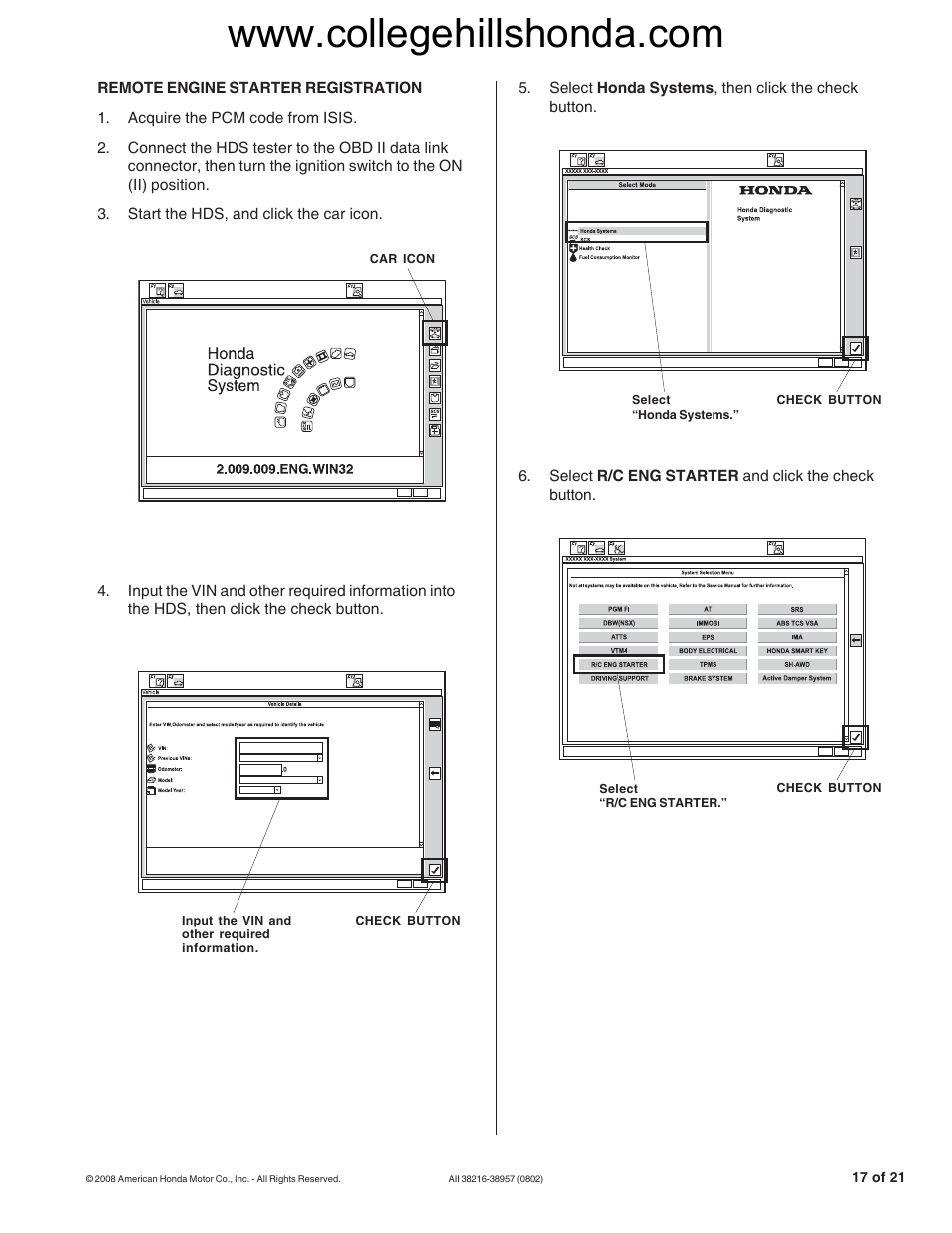 HONDA 08E92-SNA-100B User Manual | Page 17 / 20