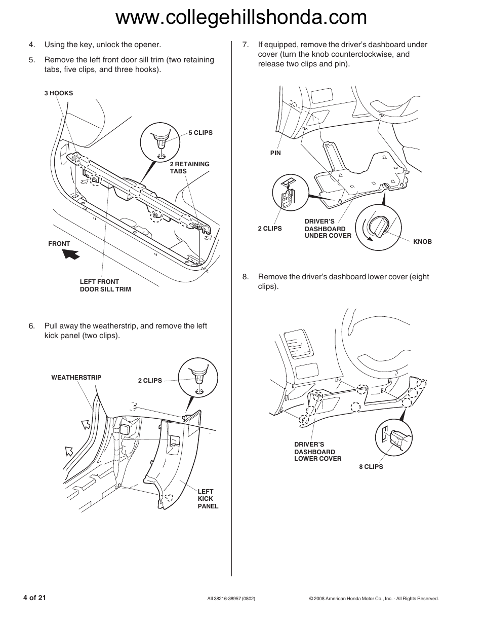 HONDA 08E92-SNA-100B User Manual | Page 4 / 20