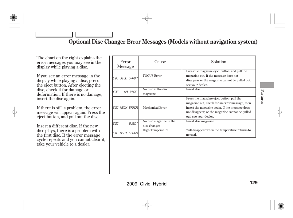 HONDA 2009 Civic Hybrid User Manual | Page 132 / 384