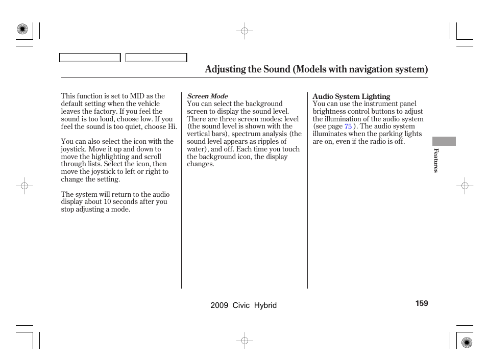 HONDA 2009 Civic Hybrid User Manual | Page 162 / 384