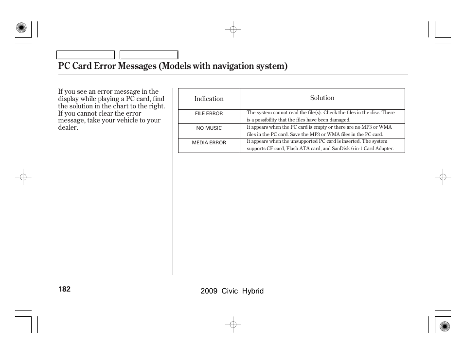 HONDA 2009 Civic Hybrid User Manual | Page 185 / 384