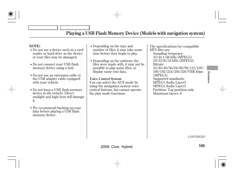 HONDA 2009 Civic Hybrid User Manual | Page 198 / 384