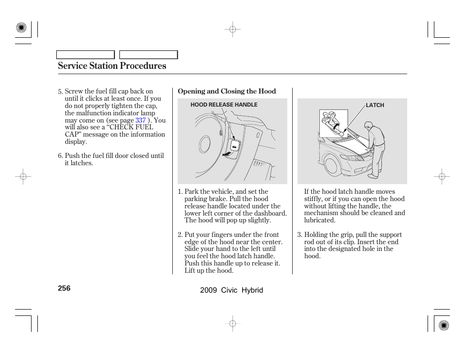 Service station procedures | HONDA 2009 Civic Hybrid User Manual | Page 259 / 384