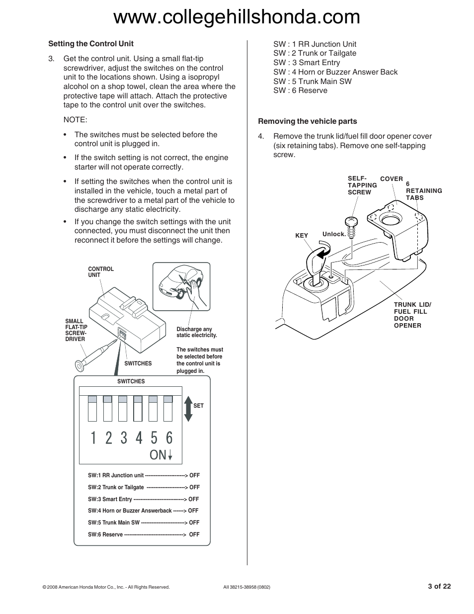 HONDA 08E91-E22-100B User Manual | Page 3 / 22