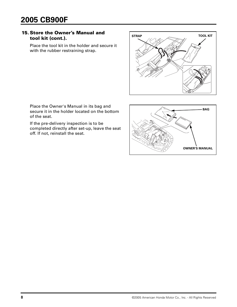HONDA 2005 CB900F User Manual | Page 11 / 18