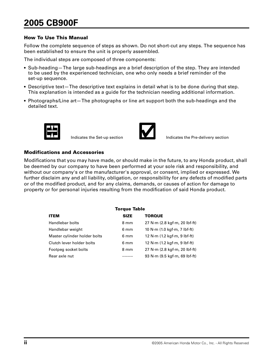 HONDA 2005 CB900F User Manual | Page 3 / 18