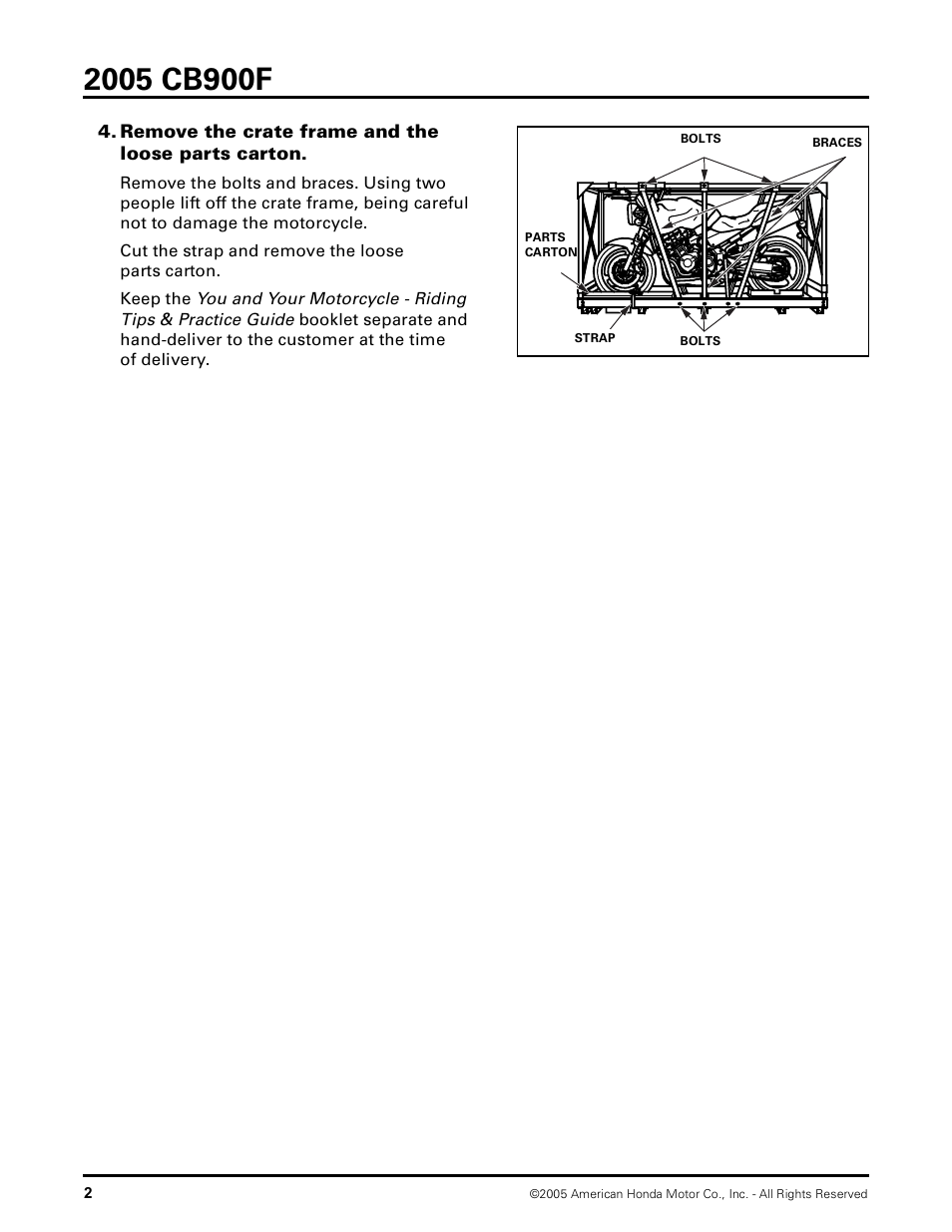 HONDA 2005 CB900F User Manual | Page 5 / 18