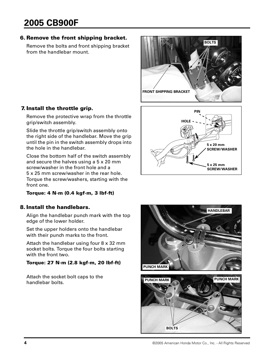 HONDA 2005 CB900F User Manual | Page 7 / 18