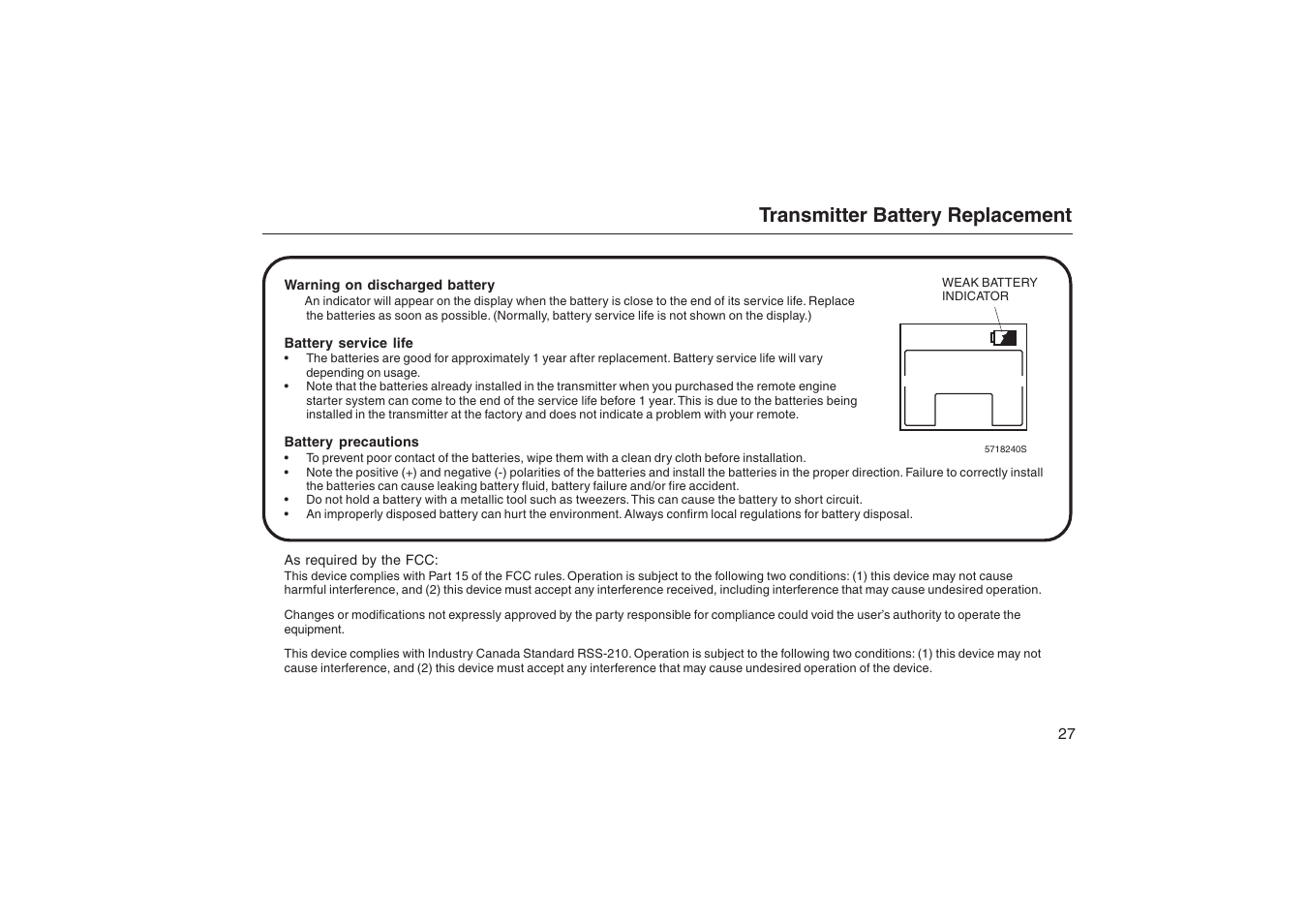 Transmitter battery replacement | HONDA Accord: Remote Engine Starter System User Manual | Page 27 / 31