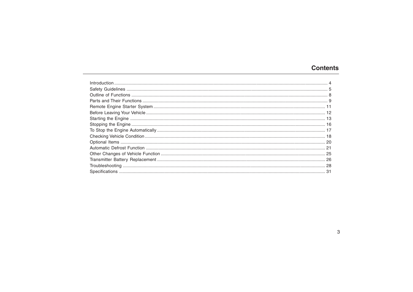 HONDA Accord: Remote Engine Starter System User Manual | Page 3 / 31