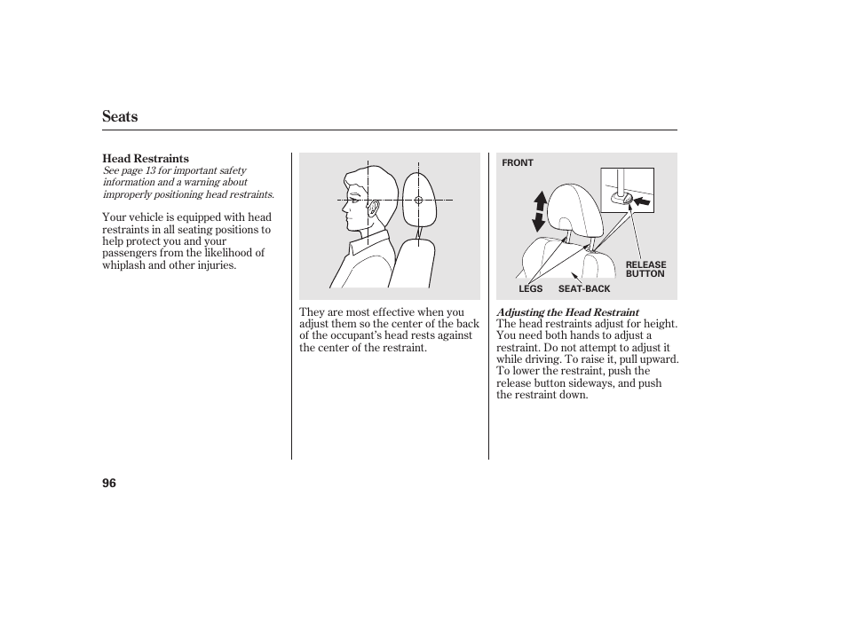 Seats | HONDA 2010 Civic Coupe User Manual | Page 102 / 402