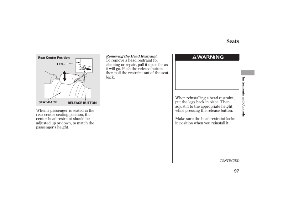 Seats | HONDA 2010 Civic Coupe User Manual | Page 103 / 402