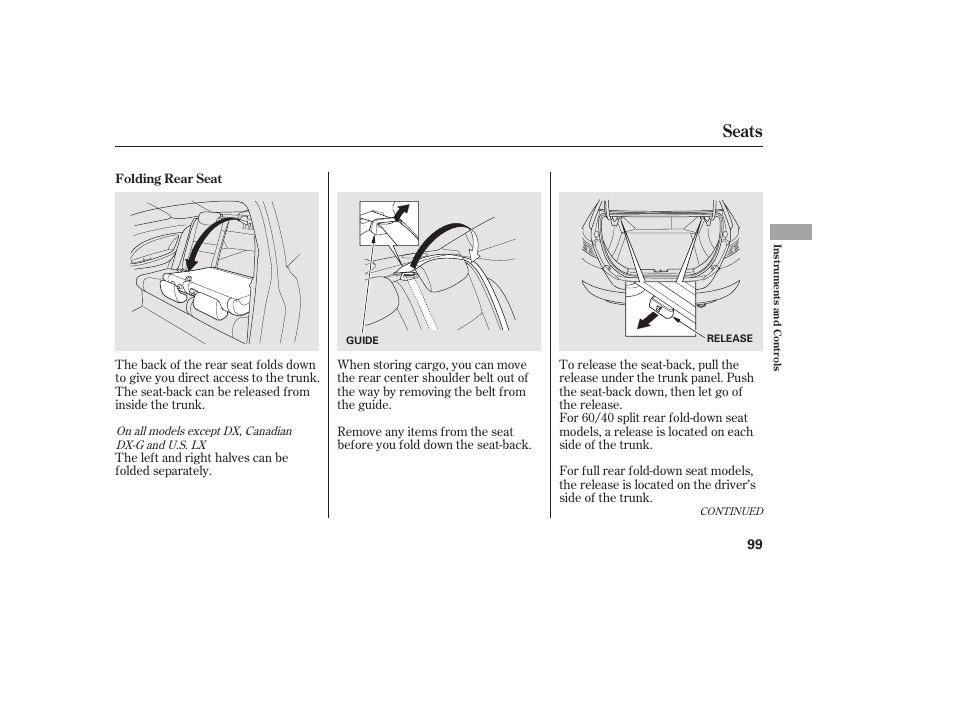 Seats | HONDA 2010 Civic Coupe User Manual | Page 105 / 402