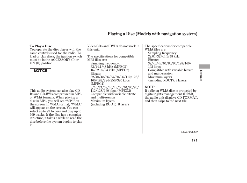 Playing a disc (models with navigation system) | HONDA 2010 Civic Coupe User Manual | Page 177 / 402