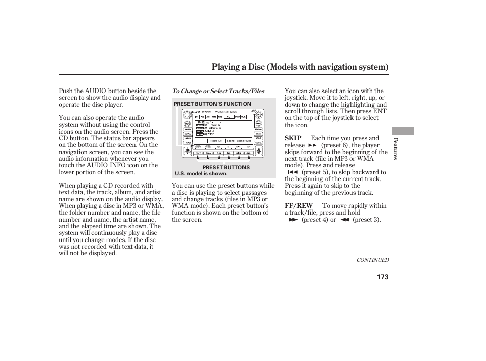 Playing a disc (models with navigation system) | HONDA 2010 Civic Coupe User Manual | Page 179 / 402