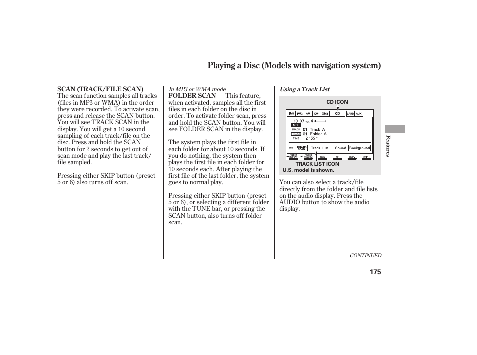 Playing a disc (models with navigation system) | HONDA 2010 Civic Coupe User Manual | Page 181 / 402