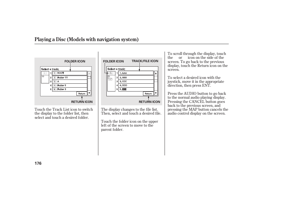 Playing a disc (models with navigation system) | HONDA 2010 Civic Coupe User Manual | Page 182 / 402