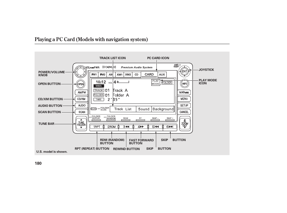 Playing a pc card (models with navigation system) | HONDA 2010 Civic Coupe User Manual | Page 186 / 402