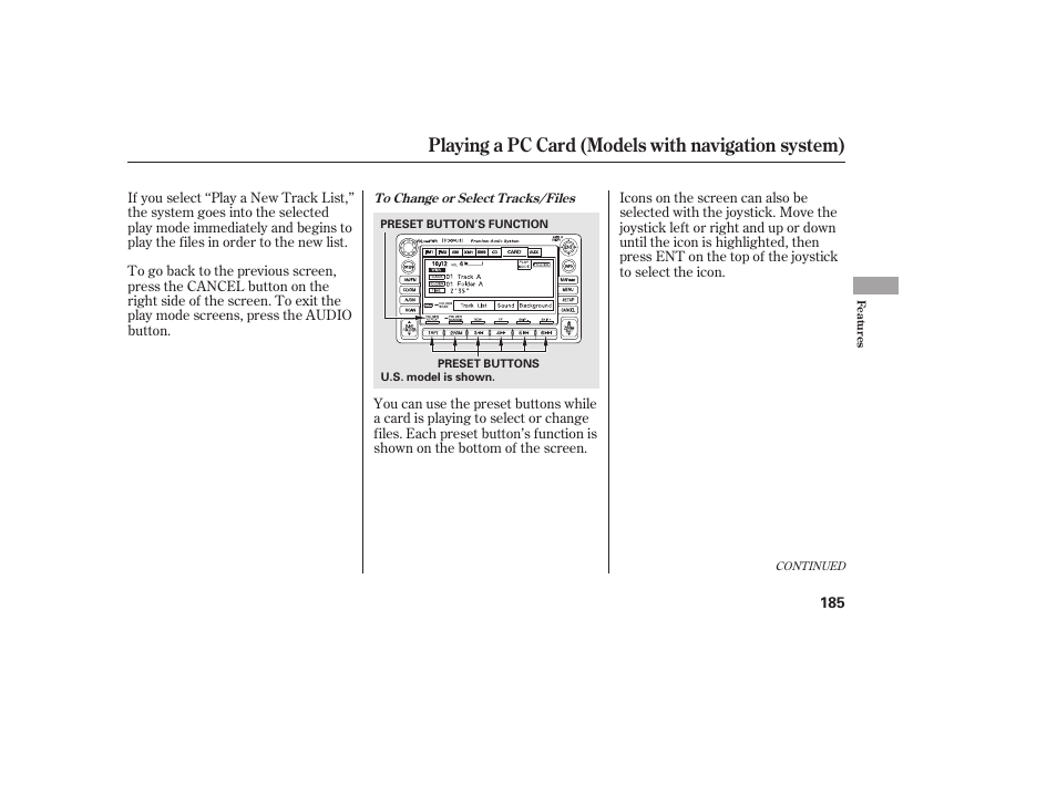 Playing a pc card (models with navigation system) | HONDA 2010 Civic Coupe User Manual | Page 191 / 402