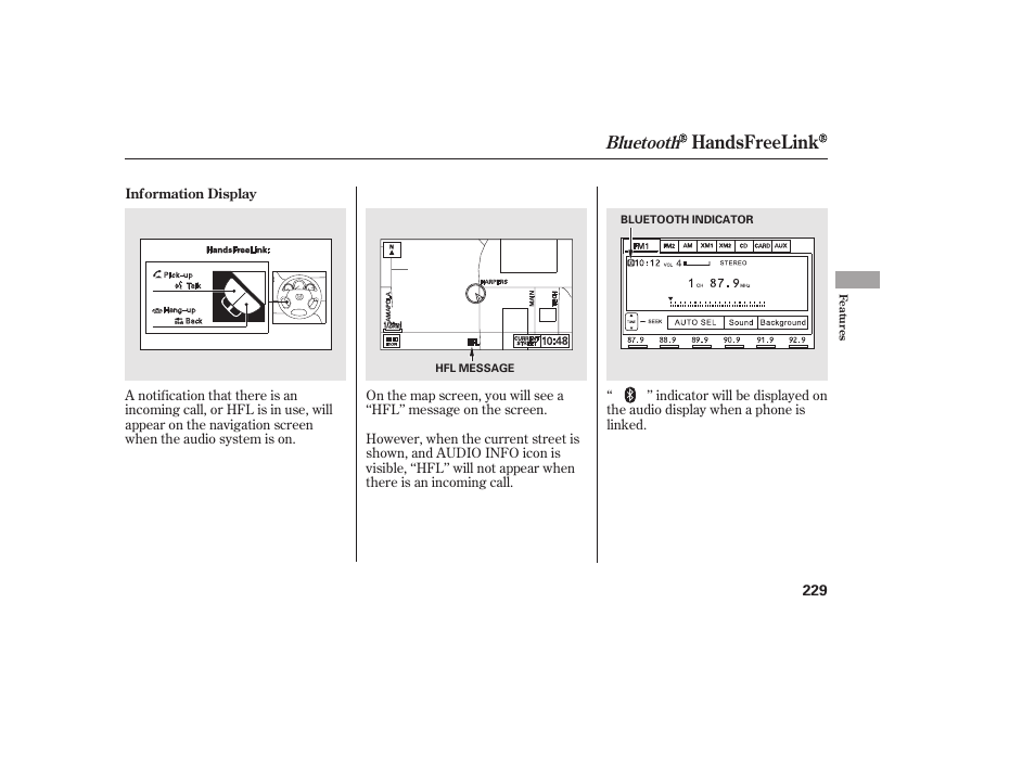 Handsfreelink, Bluetooth | HONDA 2010 Civic Coupe User Manual | Page 235 / 402