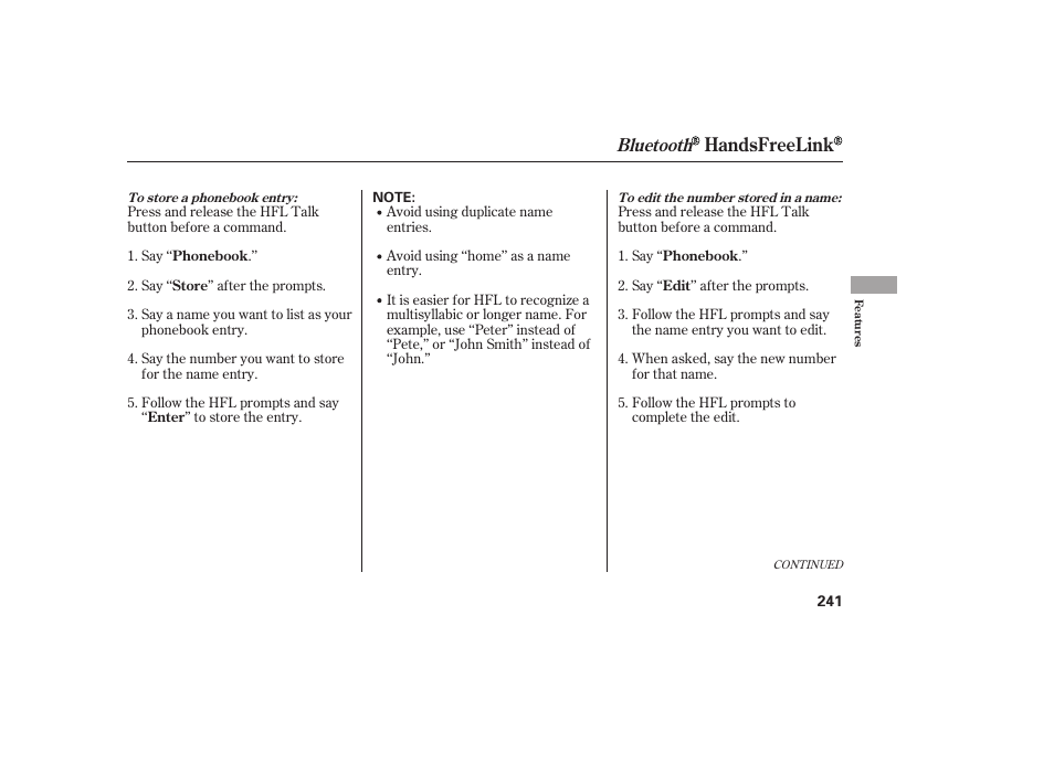 Handsfreelink, Bluetooth | HONDA 2010 Civic Coupe User Manual | Page 247 / 402