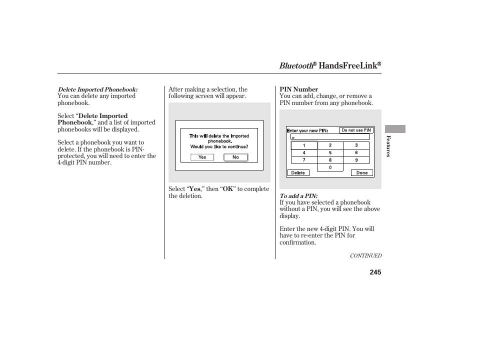 Handsfreelink, Bluetooth | HONDA 2010 Civic Coupe User Manual | Page 251 / 402