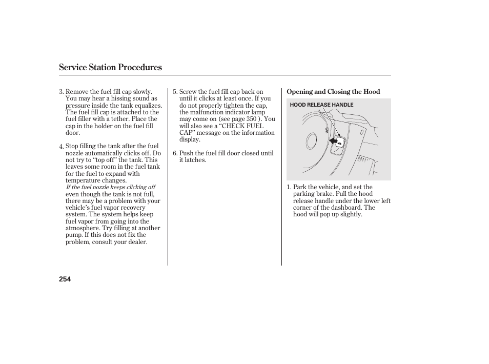 Service station procedures | HONDA 2010 Civic Coupe User Manual | Page 260 / 402