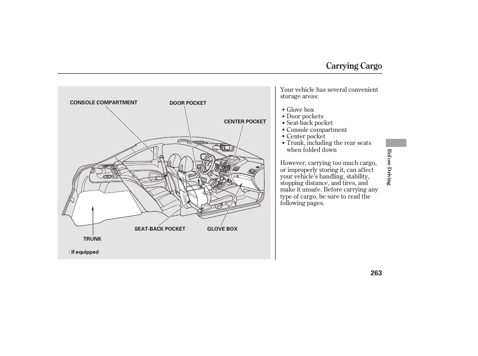 Carrying cargo | HONDA 2010 Civic Coupe User Manual | Page 269 / 402