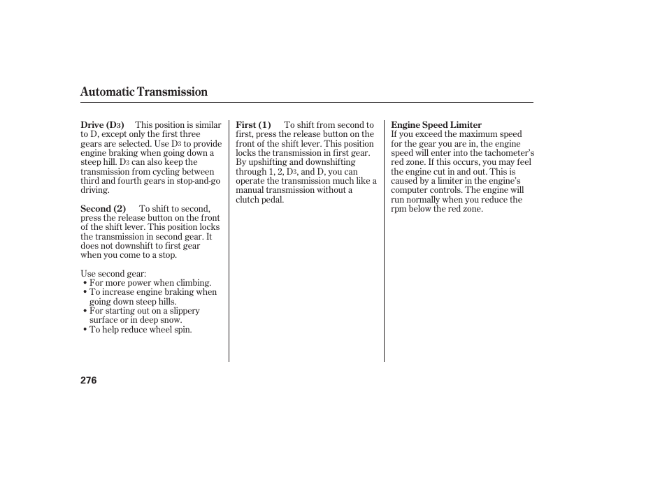 Automatic transmission | HONDA 2010 Civic Coupe User Manual | Page 282 / 402