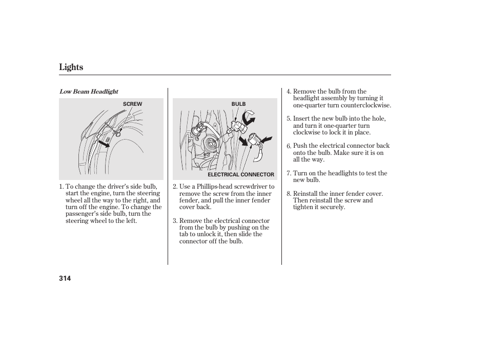 Lights | HONDA 2010 Civic Coupe User Manual | Page 320 / 402