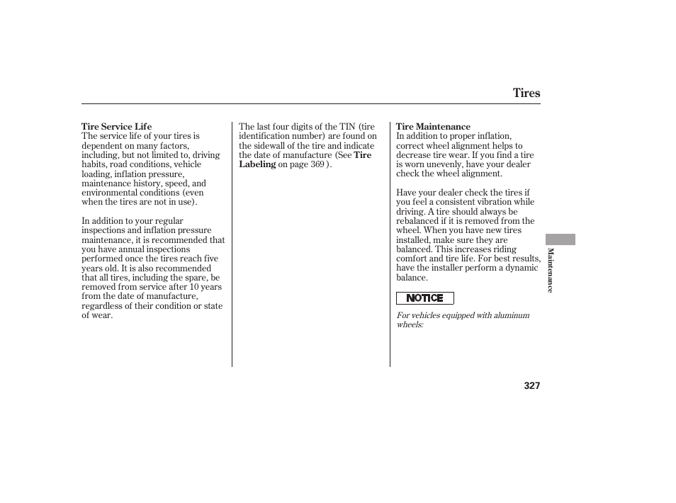 Tires | HONDA 2010 Civic Coupe User Manual | Page 333 / 402