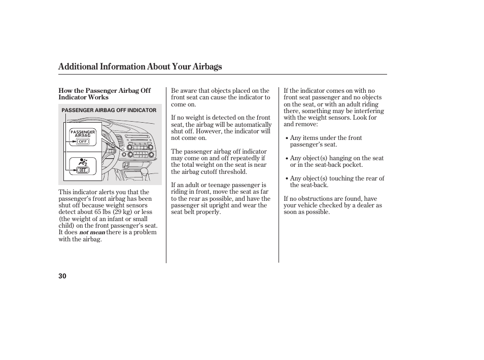 Additional information about your airbags | HONDA 2010 Civic Coupe User Manual | Page 36 / 402