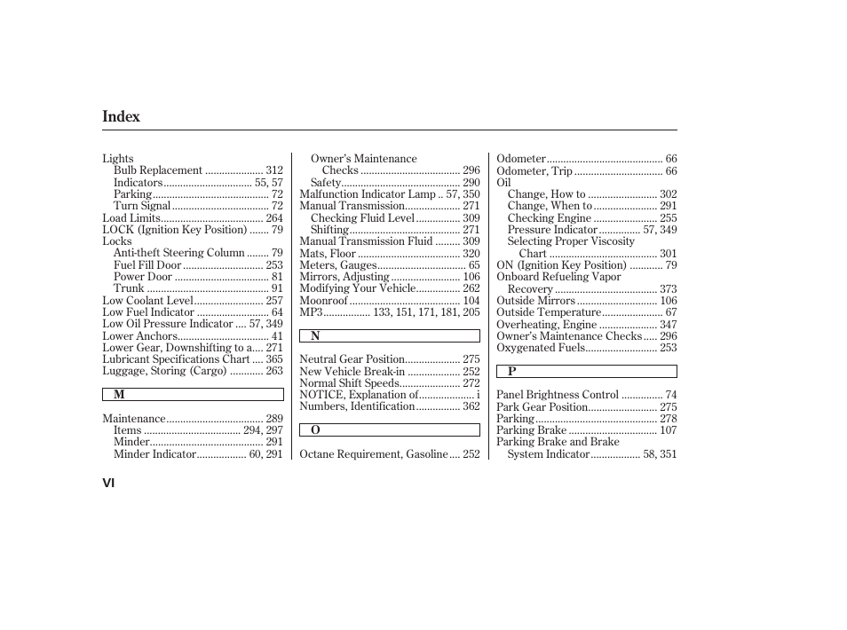 Index | HONDA 2010 Civic Coupe User Manual | Page 396 / 402