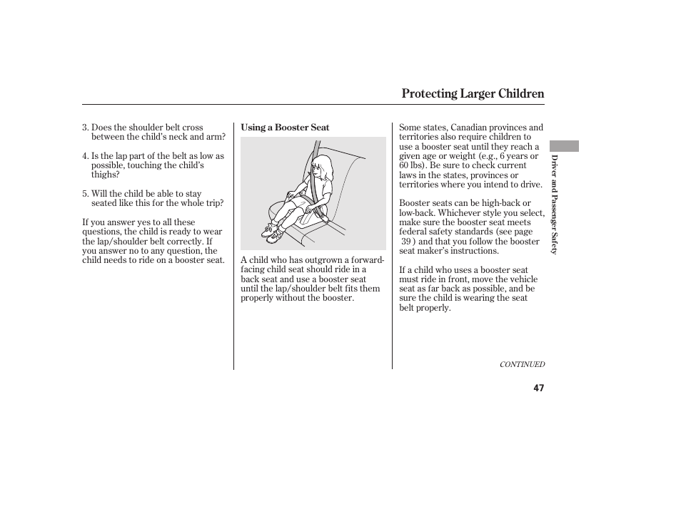 Protecting larger children | HONDA 2010 Civic Coupe User Manual | Page 53 / 402